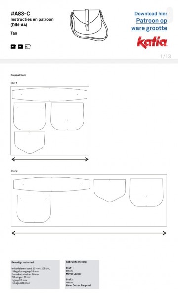 A83 benodigde stof tas