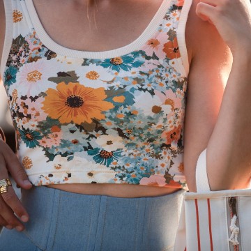 See you at six flower painting m french terry 018s