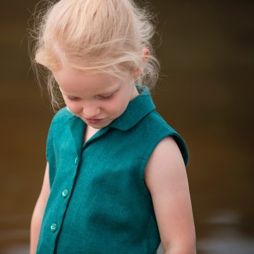 See you at six linen viscose blend teal green 010s