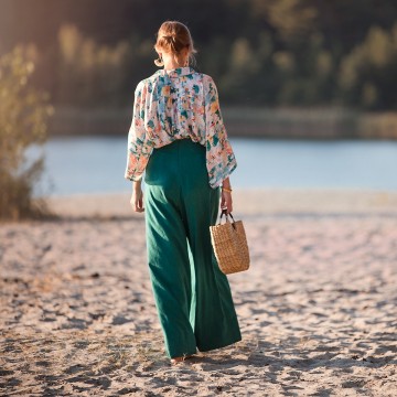 See you at six linen viscose blend teal green 040s