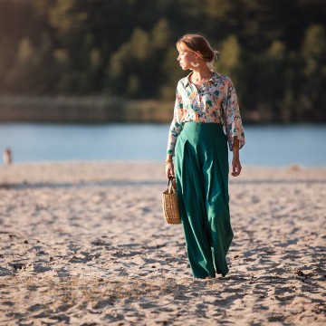 See you at six linen viscose blend teal green 043s