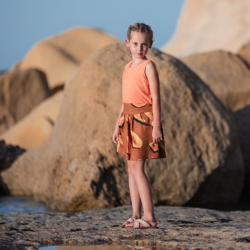See you at six papayas l linen viscose blend glazed ginger brown 011s