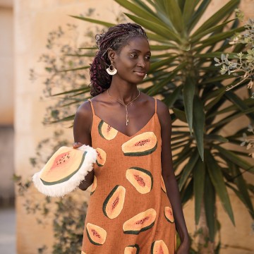 See you at six papayas l linen viscose blend glazed ginger brown 056s   kopie