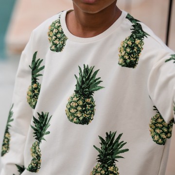 See you at six pineapples m french terry papyrus creme 004s