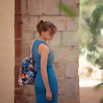 See you at six wild flowers l cotton canvas gabardine twill evening blue 22s