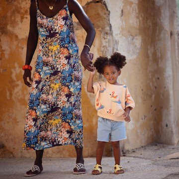 See you at six wild flowers l ecovero viscose rayon satin evening blue 13s