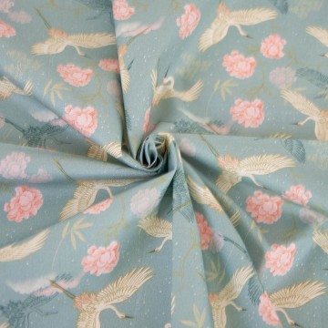 Tela de popelin estampado jade heron sakura 223 01