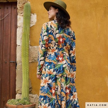 Viscose stof rayon iguana leaves chalis 2229 8 03 katia g