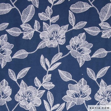 Voile stof in spijkerblauw met witte borduursels 2298 2 katia fhd