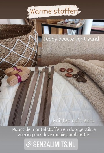 Warme stoffen teddy boucle en gestepte jersey