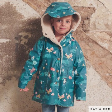 Waterdichte stof raincoat pu rain forest 2217 1 02 katia g